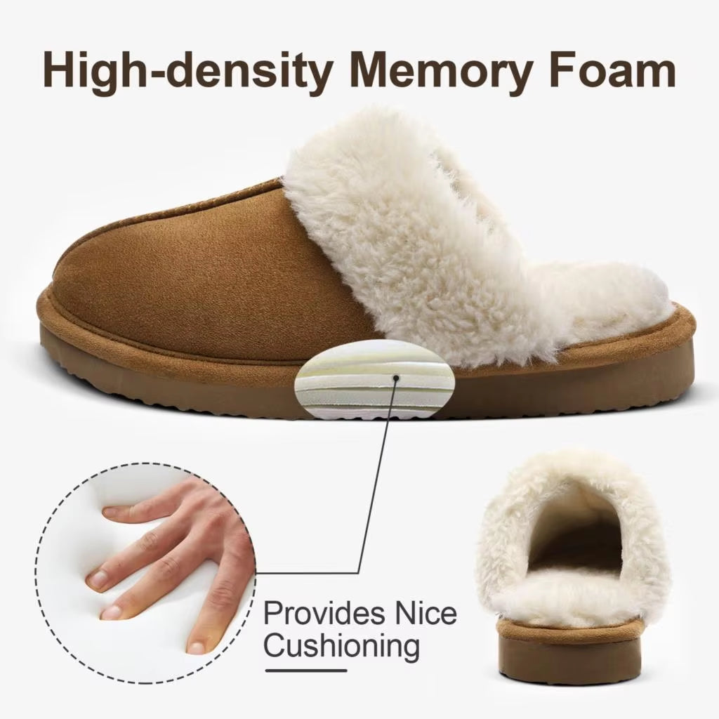 Fluffy Winter Slippers for Women Furry Fuzzy Home Shoes Faux Fur House Plush Slippers Indoor Warm Comfy Mute Flats Slide